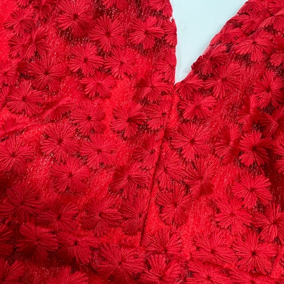 TOPSHOP Lace Plunge Asymmetrical Hem Midi Dress in Red Size US 10 - Picture 11 of 15